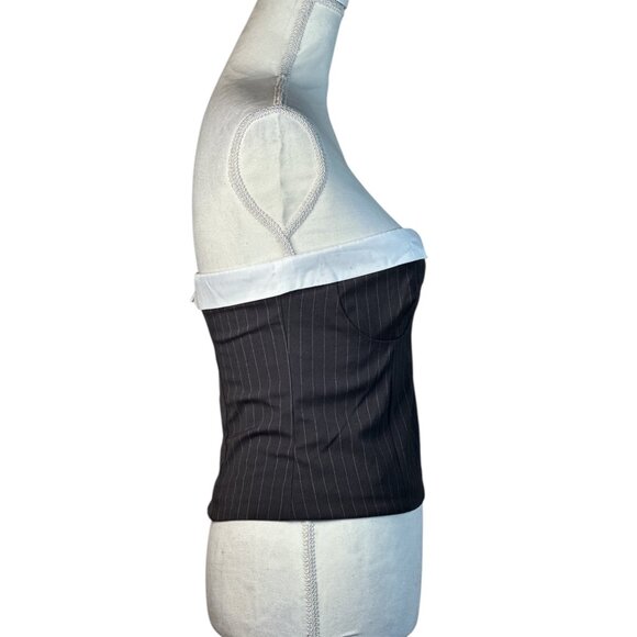 Lovers and Friends Ashley Top in Grey Pinstripe Small New Womens Strapless Corse - Picture 7 of 12